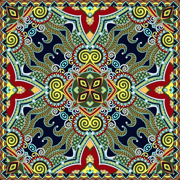 Bandanna fleurie paisley ornementale traditionnelle. Ornement carré — Image vectorielle