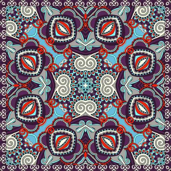 Traditionell prydnads blommig paisley bandanna. Kvadratprydnad — Stock vektor