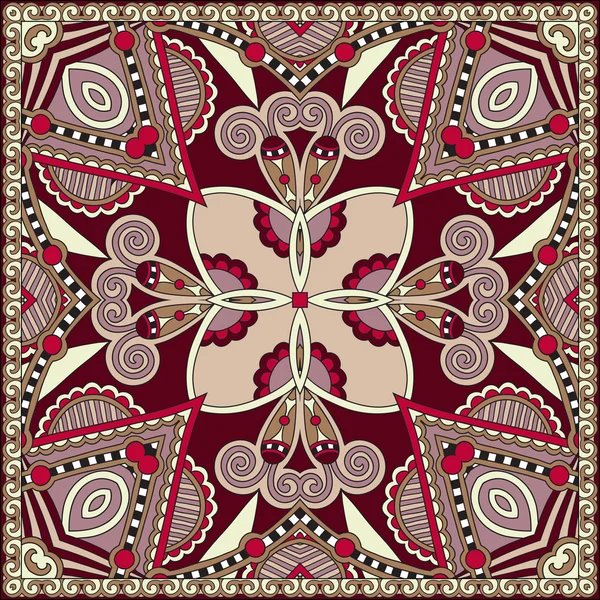 Traditional ornamental floral paisley bandanna. Square ornament — Stock Vector