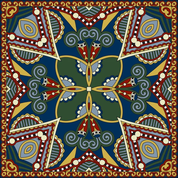 伝統的な装飾花のペイズリーバンダナ。正方形の飾り — ストックベクタ