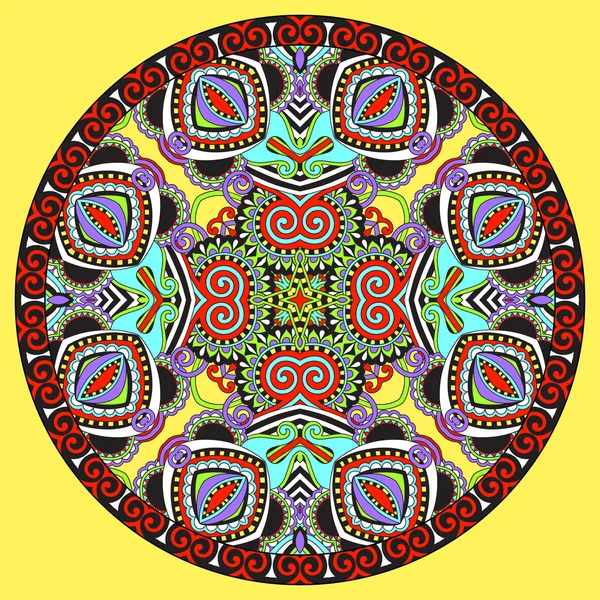 Decorative design of circle dish template, round geometric patte — Stock Vector