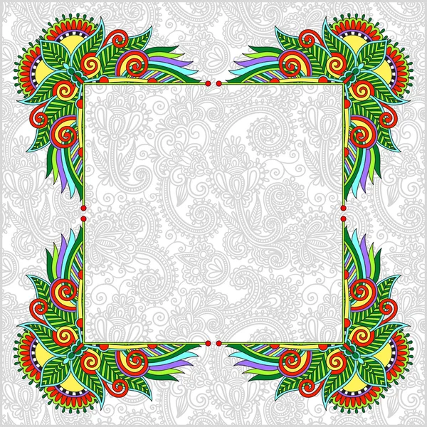 Floral πλαίσιο, εθνοτικές ουκρανική στολίδι σε paisley φόντο wi — Διανυσματικό Αρχείο
