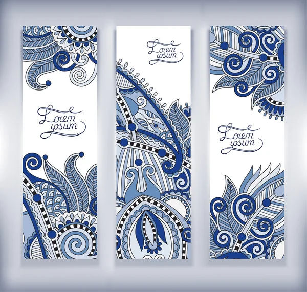 Set dari templat bunga dekoratif banner, kartu, desain web dengan - Stok Vektor