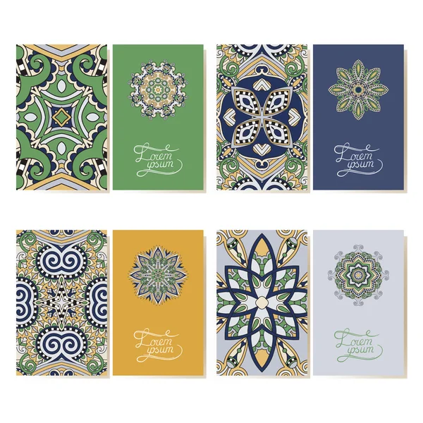 Colección de tarjetas florales ornamentales, patrón oriental — Vector de stock