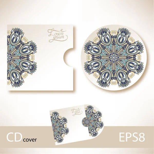 Дизайн обложки CD с украшением в украинском этническом стиле — стоковый вектор