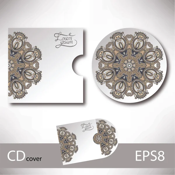 Modèle de conception de couverture de CD avec ornement de style ethnique ukrainien fo — Image vectorielle
