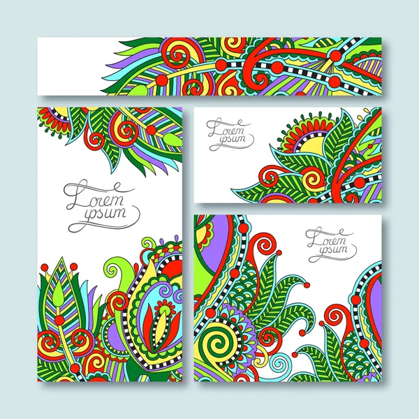 Collection de cartes de vœux florales décoratives de style vintage , — Image vectorielle