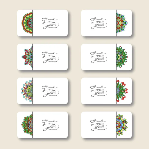 Collection de cartes de visite florales ornementales, motif oriental — Image vectorielle