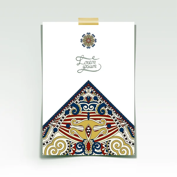 Dekoratives Blatt Papier mit orientalischem Blumenmuster und Ort — Stockvektor