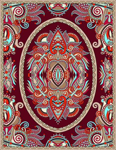 Ukrainian floral carpet design for print on canvas or paper, kar — Stock Vector