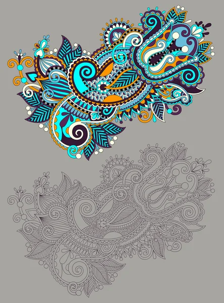 Original mano dibujar línea arte ornato flor diseño — Vector de stock