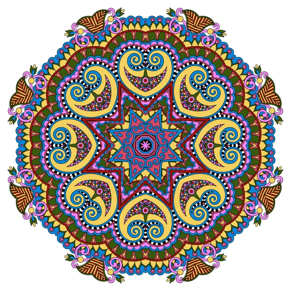 マンダラ、サークル ロータス流の装飾的な精神的なインドのシンボル — ストックベクタ