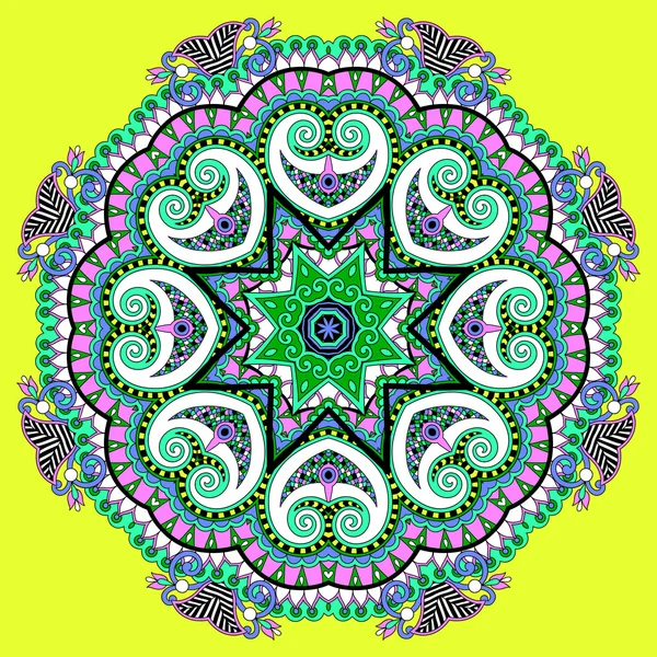 Mandala, cercle décoratif spirituel indien symbole de flux de lotus — Image vectorielle