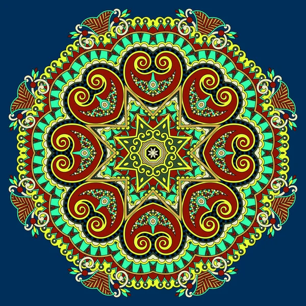 Mandala, cercle décoratif spirituel indien symbole de flux de lotus — Image vectorielle