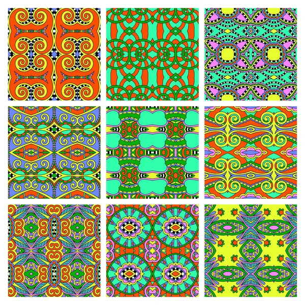 Ensemble de différents motifs géométriques vintage sans couture — Image vectorielle