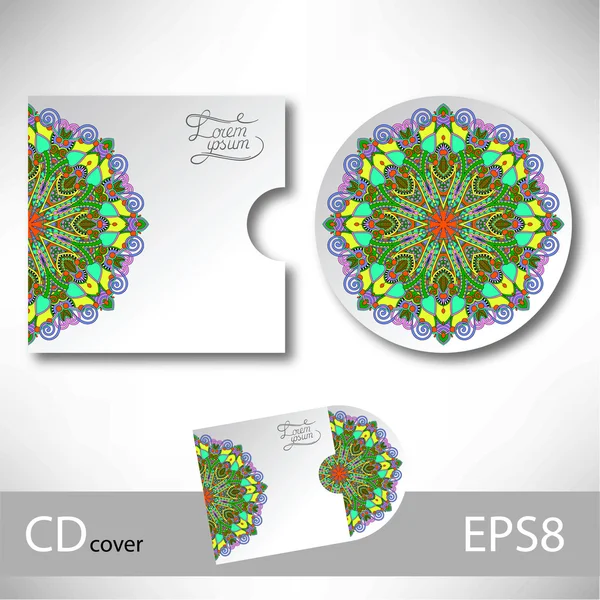 Plantilla de diseño de portada de CD con ornamento de estilo étnico ucraniano — Archivo Imágenes Vectoriales