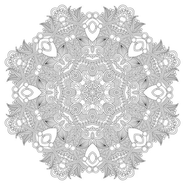 Ornement en dentelle circulaire, motif napperon géométrique décoratif rond, — Image vectorielle