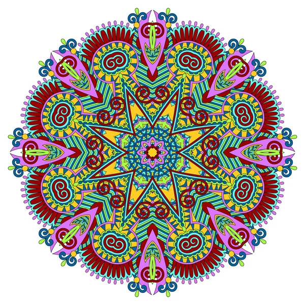 Mandala, cerchio decorativo spirituale indiano simbolo di flusso loto — Vettoriale Stock