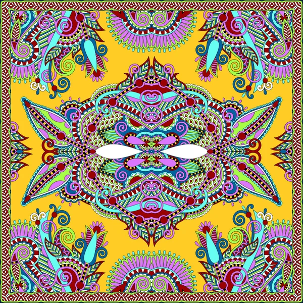 Bandana paisley floral ornamental tradicional. Adorno cuadrado — Vector de stock