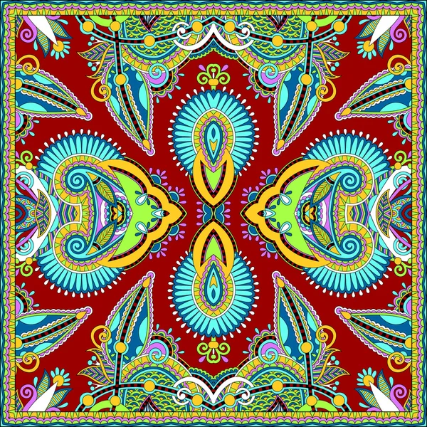 Bandanna fleurie paisley ornementale traditionnelle. Ornement carré — Image vectorielle