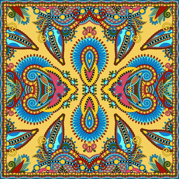 Traditionele sierbloemen paisley bandanna. Vierkante versiering — Stockvector