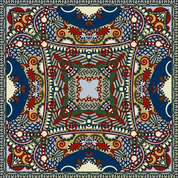Bufanda de cuello de seda o diseño patrón cuadrado pañuelo en k ucraniano — Archivo Imágenes Vectoriales