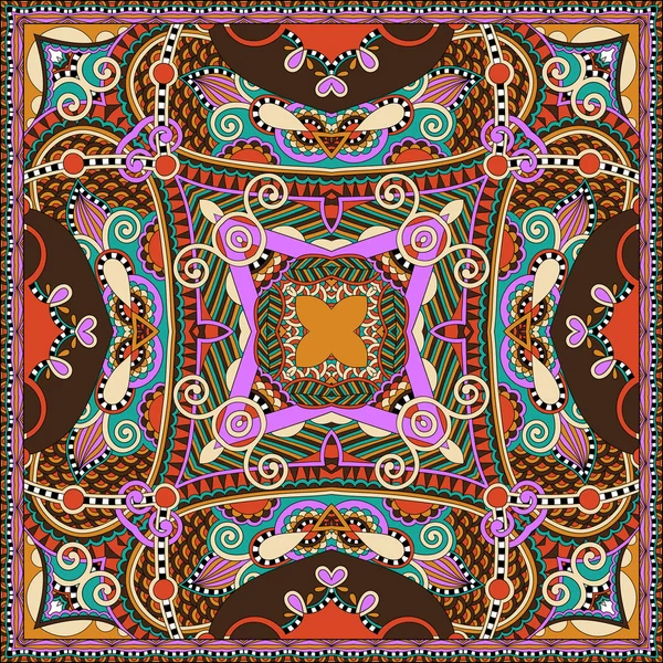 Silk hals scarf eller halsduk square mönster design i ukrainska k — Stock vektor