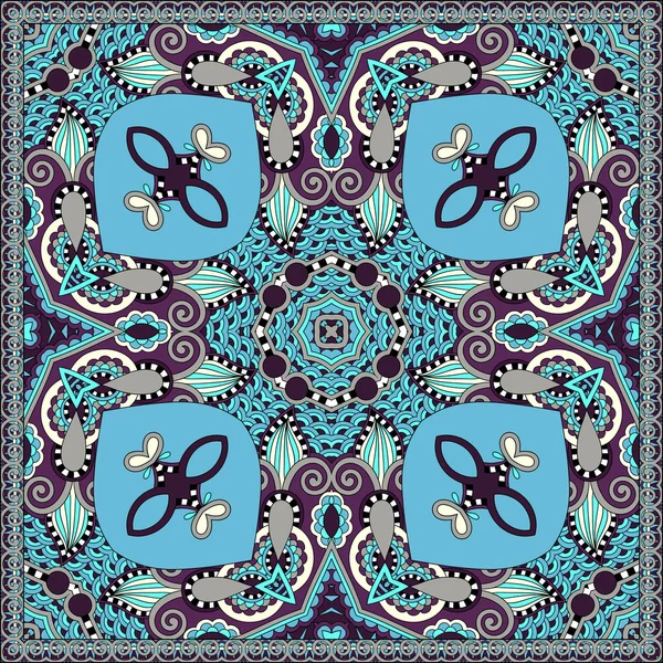 Bandana paisley floral ornamental tradicional. Adorno cuadrado — Vector de stock