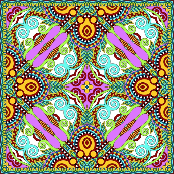 Bandana paisley floral ornamental tradicional. Adorno cuadrado — Vector de stock