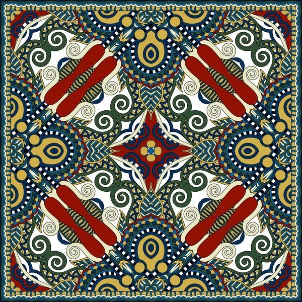 Tradiční ozdobná květinová paisley šátek. Čtvercová ozdoba — Stockový vektor