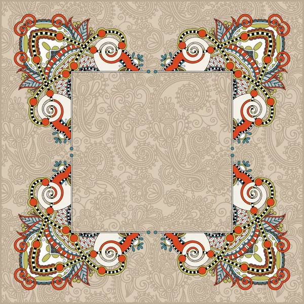 Marco floral, ornamento ucraniano étnico sobre fondo paisley wi — Vector de stock