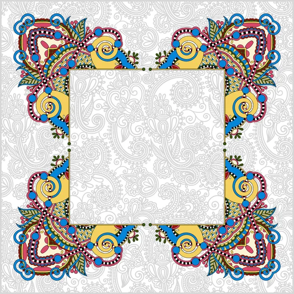 Marco floral, ornamento ucraniano étnico sobre fondo paisley wi — Archivo Imágenes Vectoriales