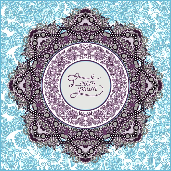 Cadre ornemental rond, fond floral cercle, motif mandala — Image vectorielle