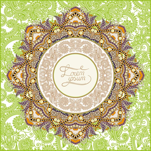 Armação ornamental redonda, fundo floral círculo, mandala patter — Vetor de Stock