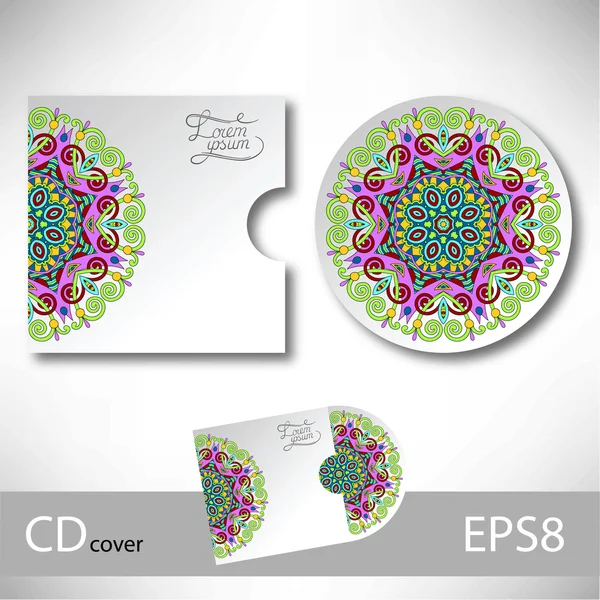 CD obal šablony návrhu s ukrajinským etnickém stylu ornament fo — Stockový vektor