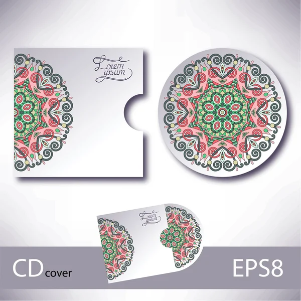 Plantilla de diseño de portada de CD con ornamento de estilo étnico ucraniano fo — Archivo Imágenes Vectoriales