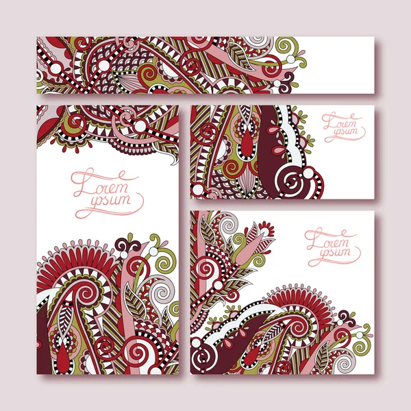 Colección de tarjetas de felicitación floral decorativa en estilo vintage , — Vector de stock