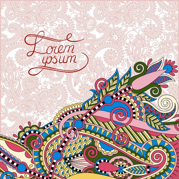 Paisley design on decorative flower fon for invitation, p — стоковый вектор