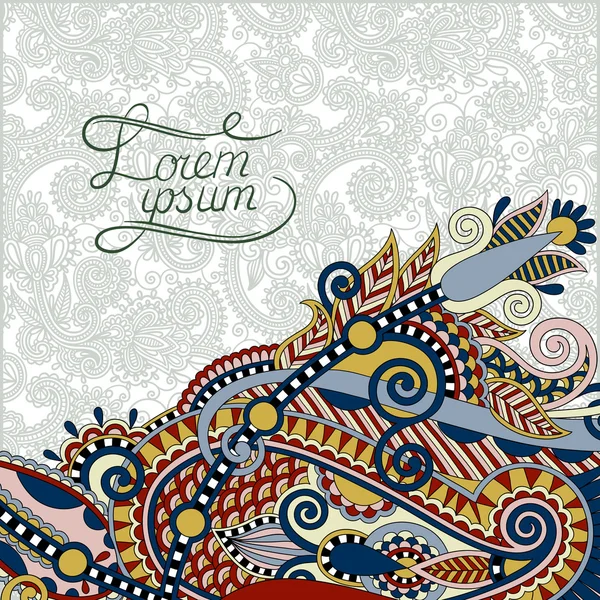 Paisley design em fundo floral decorativo para convite, p — Vetor de Stock