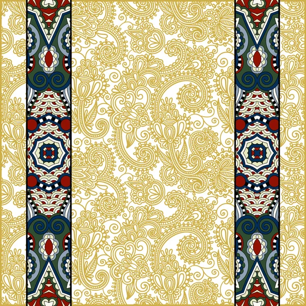 Bande de bordure en dentelle dans un fond floral orné — Image vectorielle