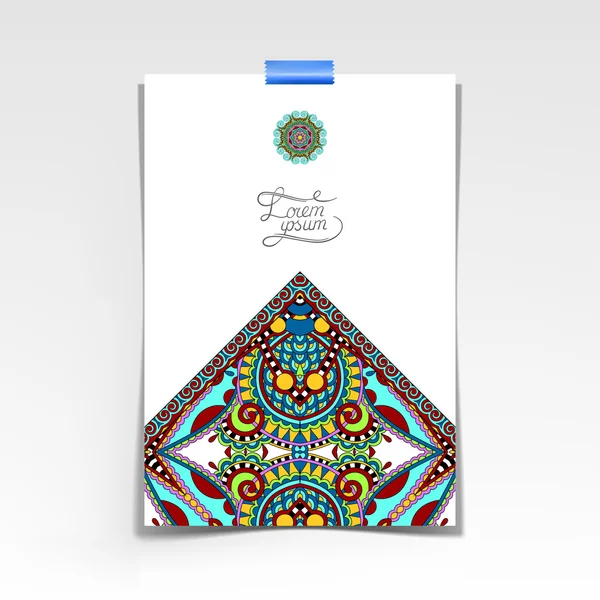 Διακοσμητικό φύλλο χαρτιού με ανατολίτικα floral σχέδιο και τον τόπο — Διανυσματικό Αρχείο