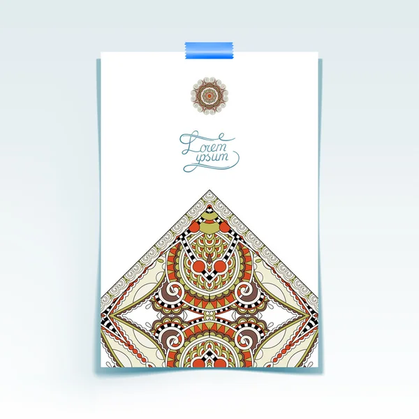 Dekoratives Blatt Papier mit orientalischem Blumenmuster und Ort — Stockvektor