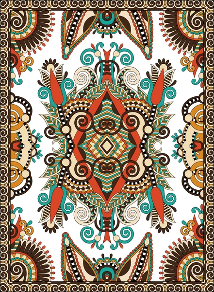 Ukrainian floral carpet design for print on canvas or paper, kar — Stock Vector