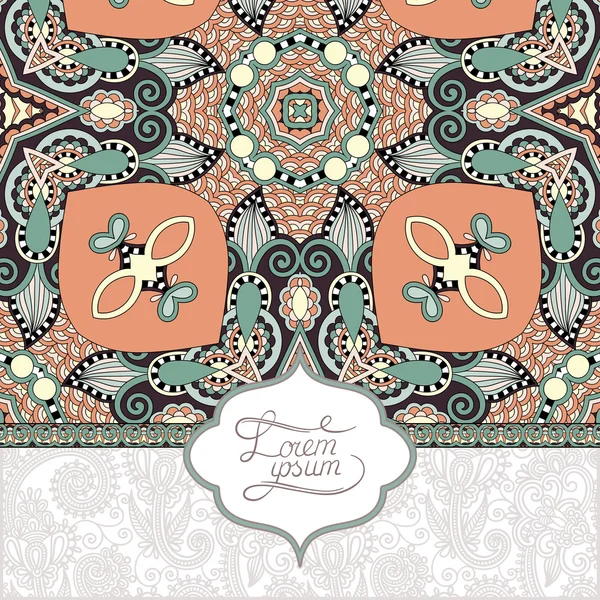 Plantilla ornamental floral inusual con lugar para su texto, ori — Vector de stock