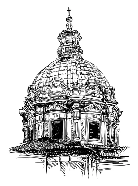 Gambar sketsa basilika tua dari Roma - Stok Vektor