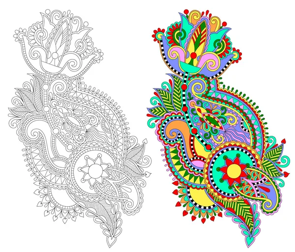 Eredeti kézi rajz vonal művészet díszes virág design — Stock Vector