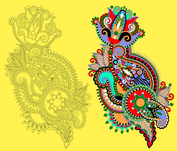 Original mano dibujar línea arte ornato flor diseño — Vector de stock