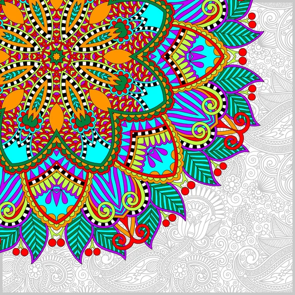 Motif rond floral dans le style ethnique oriental ukrainien — Image vectorielle