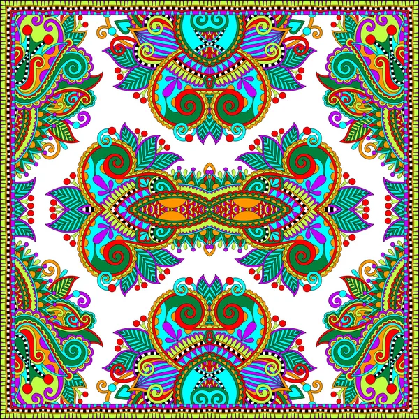 Bandana paisley floral ornamental tradicional. Adorno cuadrado . — Vector de stock