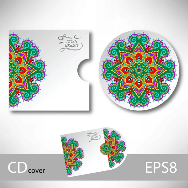 CD-Cover-Design-Vorlage mit ukrainischem Ethno-Stil — Stockvektor